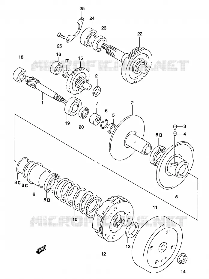 TRANSMISSION (2) (MODELE AY50WR K1/K2) Suzuki SCOOTER 50 KATANA 2001  AY50K1(P19)