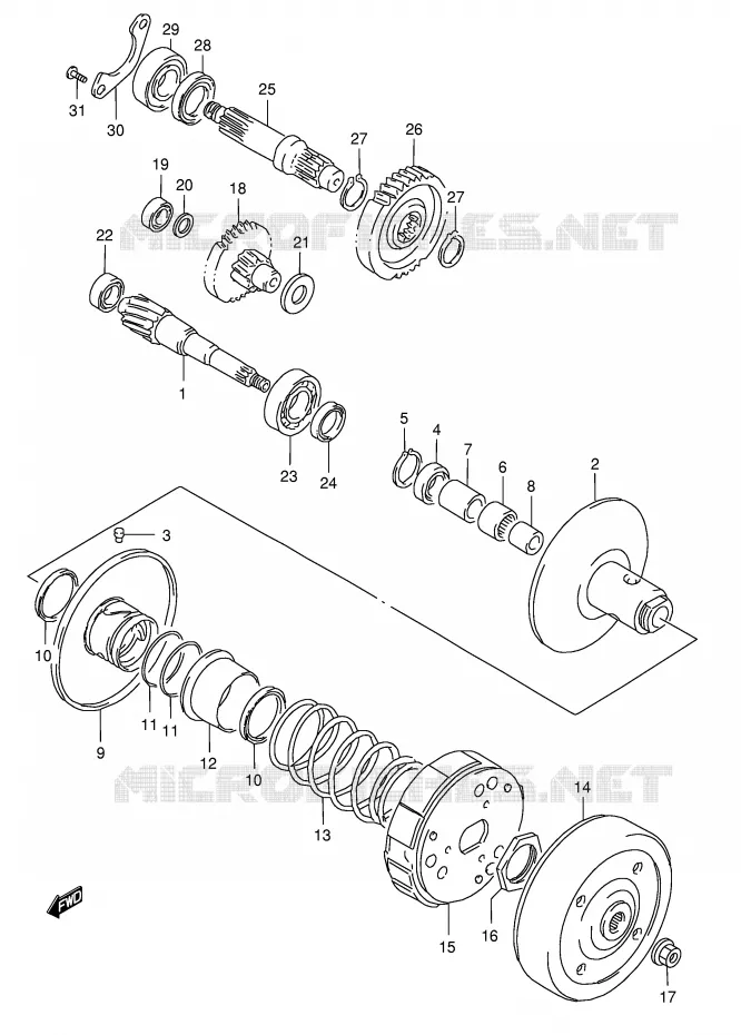 TRANSMISSION (2)(MODELE P:F.NO.100296~/MODELE R) Suzuki SCOOTER 50 AE 1992  AE50N(E1)