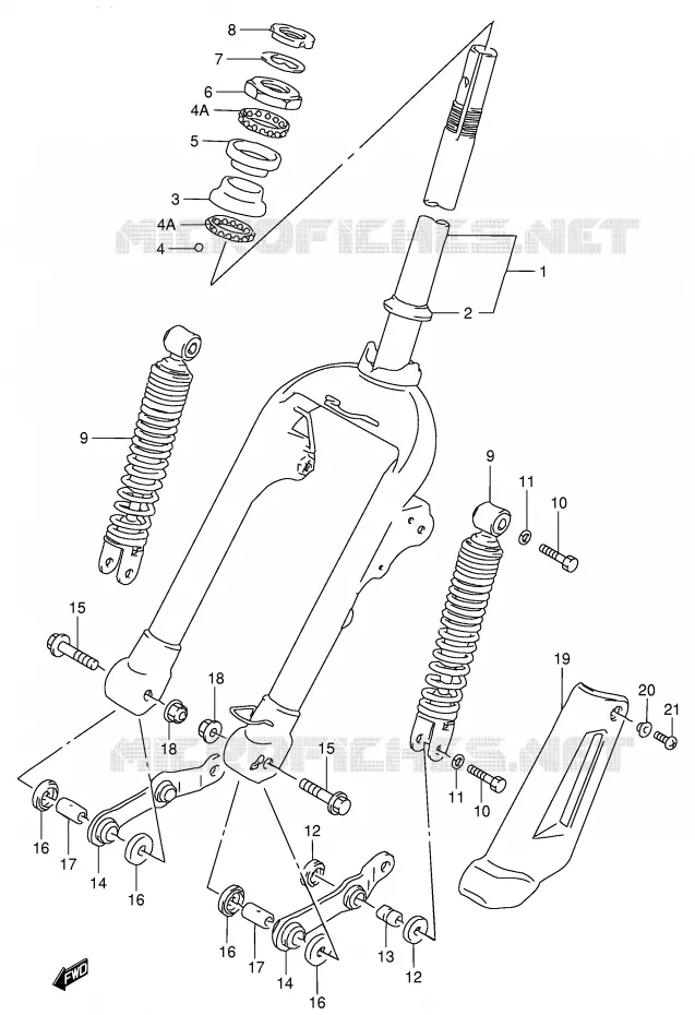 VOORVORK (AE50RP/RR/RS/RT/RV) Suzuki SCOOTER 50 AE 1990  AE50L(E28)