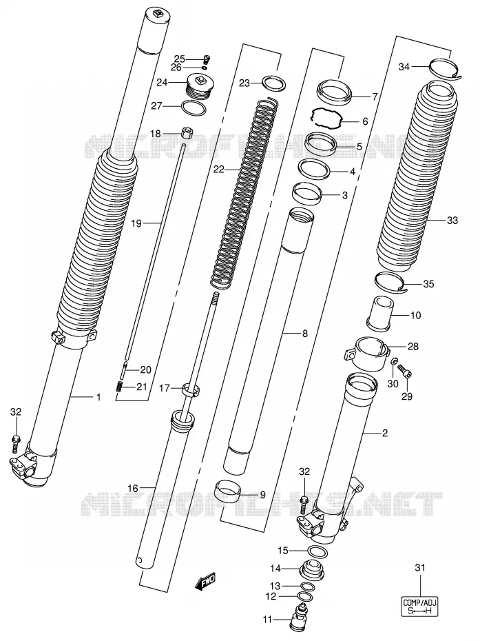VOORVORK (DR-Z400EY/EK1/EK2 P37) Suzuki MOTO 400 DR-Z 2003  DR-Z400K3(E1)
