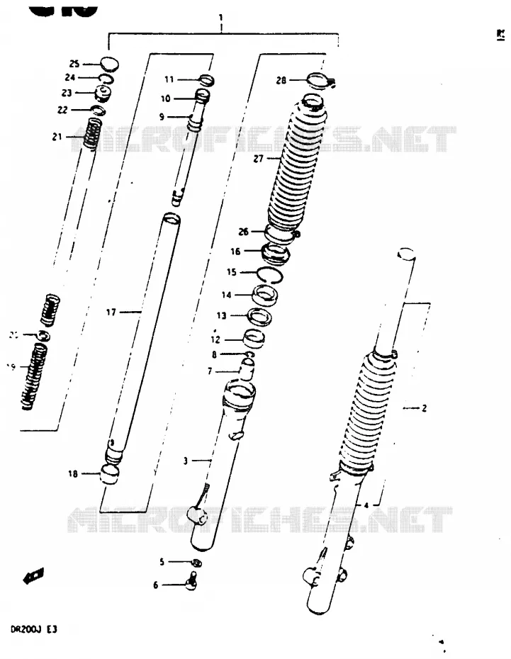 VOORVORK Suzuki MOTO 200 DR 1986  DR200G(G/H/J)