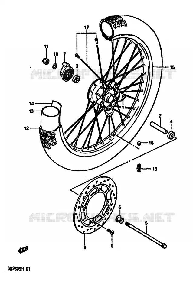 VOORWIEL (MODELE F/G/H) Suzuki MOTO 250 DR 1984  DR250SE(E/F/G/H)