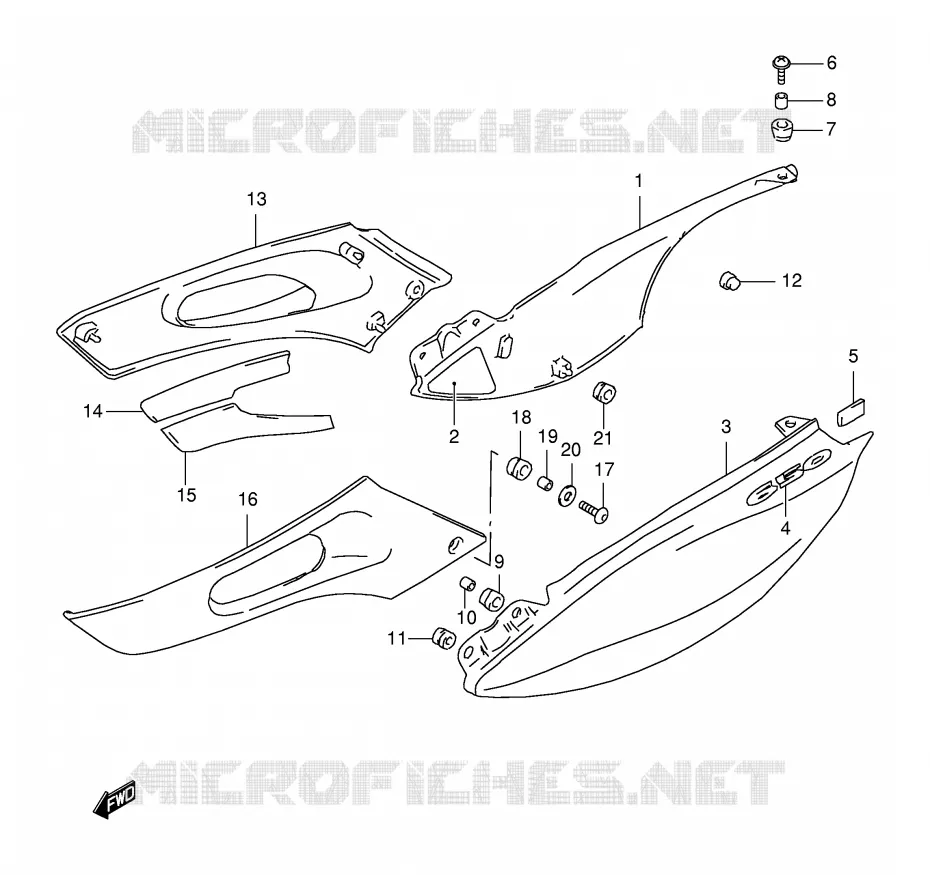 ACHTER KUIP  (MODELE X) Suzuki MOTO 650 FREEWIND 2001  XF650UK1(E2)