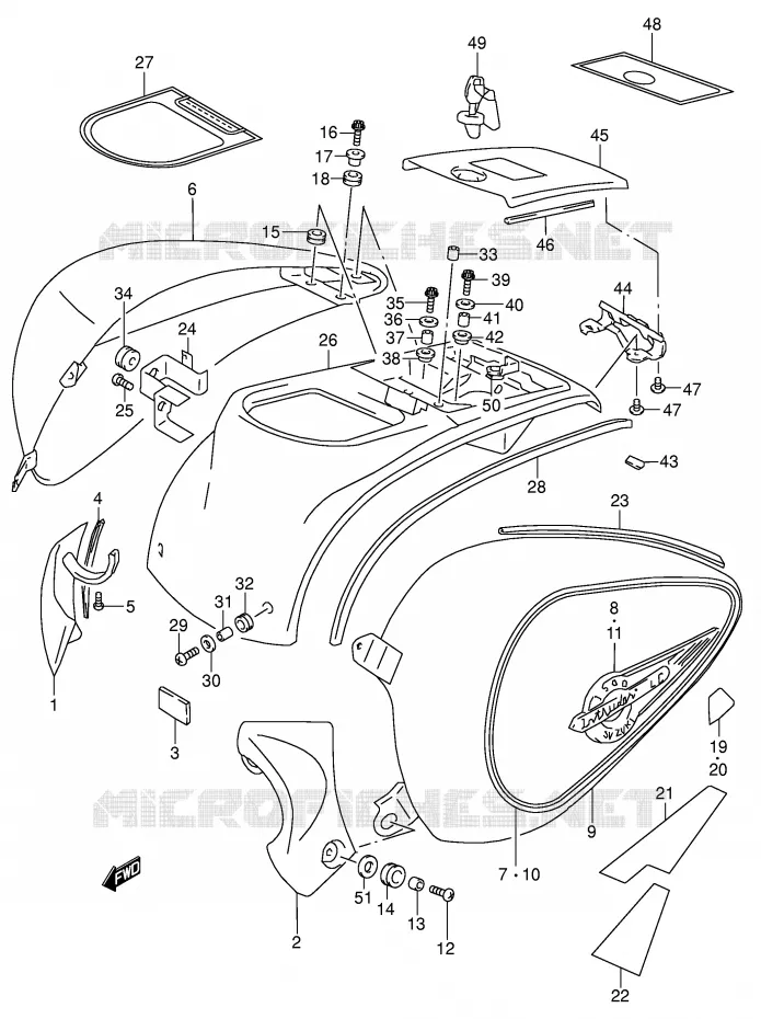 ACHTER KUIP (MODELE K4) Suzuki MOTO 1500 INTRUDER 2004  VL1500K4(E2)