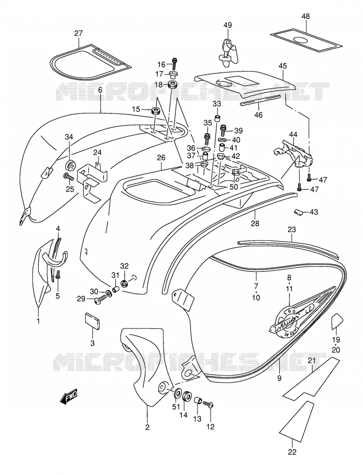 ACHTER KUIP (MODELE Y) Suzuki MOTO 1500 INTRUDER 2000  VL1500Y(E2)