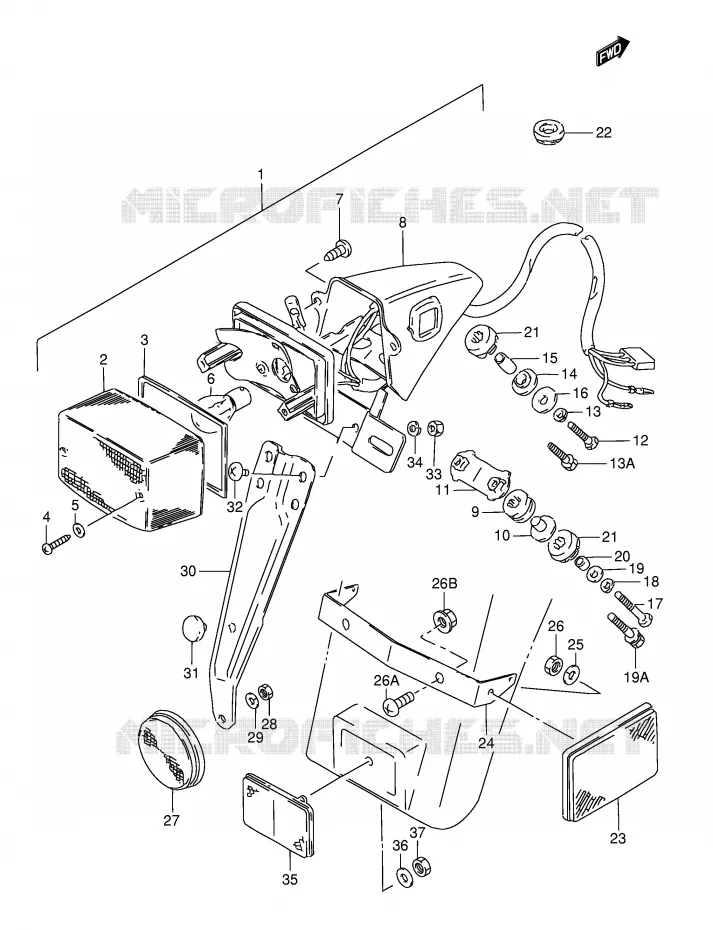 ACHTERLICHT (E2,E15,E16,E17,E18) Suzuki MOTO 50 TS-X 1987  TS50XKH(E1)