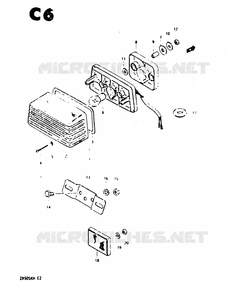ACHTERLICHT (E2,E16) Suzuki MOTO 50 ZR 1987  ZR50SKH(E/H)