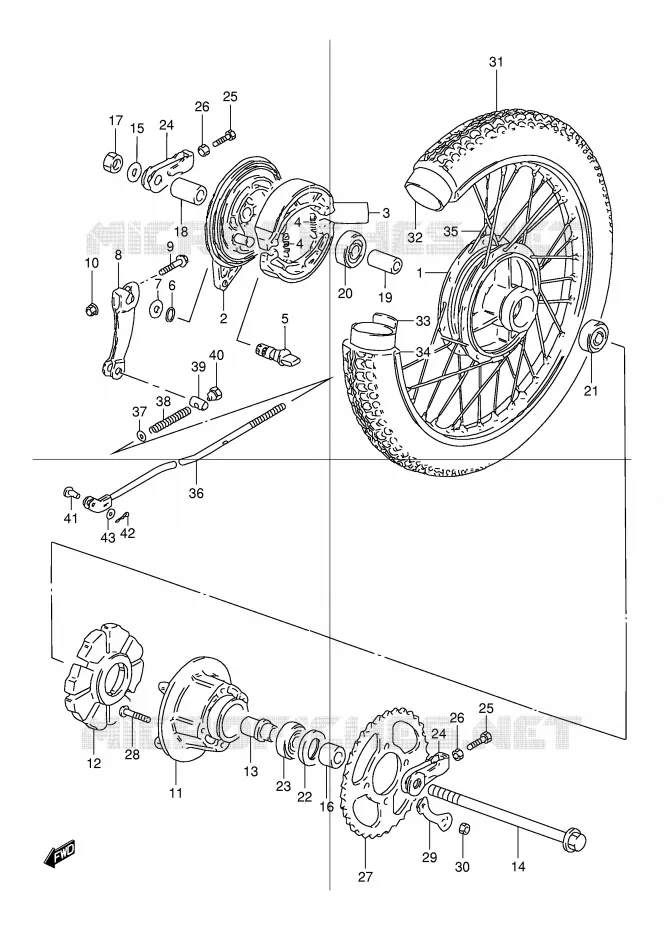 ACHTERWIEL Suzuki MOTO 125 TU 1999  TU125XTX(E2)