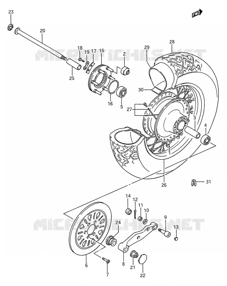 ACHTERWIEL Suzuki MOTO 1400 INTRUDER 1987  VS1400GLFH(E28)