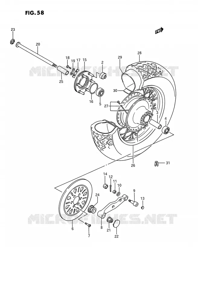 ACHTERWIEL Suzuki MOTO 1400 INTRUDER 1992  VS1400GLPN(E2)