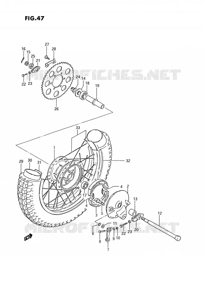 ACHTERWIEL Suzuki MOTO 185 TS-ER 1993  TS185ERP(E24)