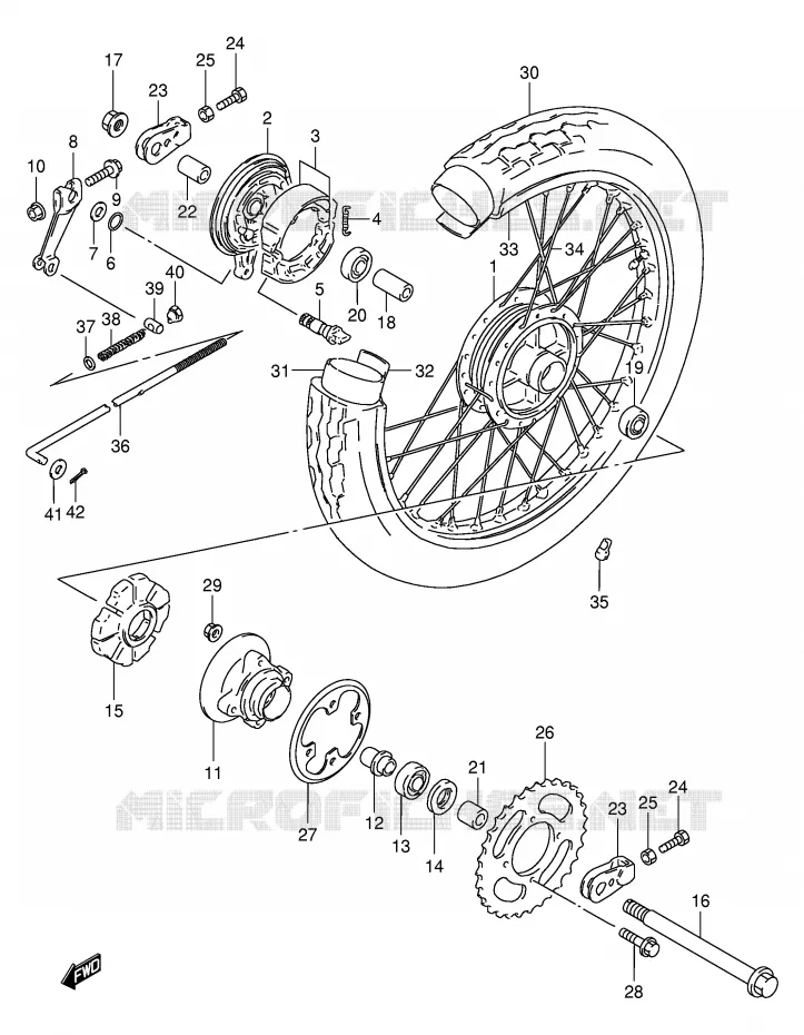 ACHTERWIEL Suzuki MOTO 250 TU 1998  TU250XW(E2)