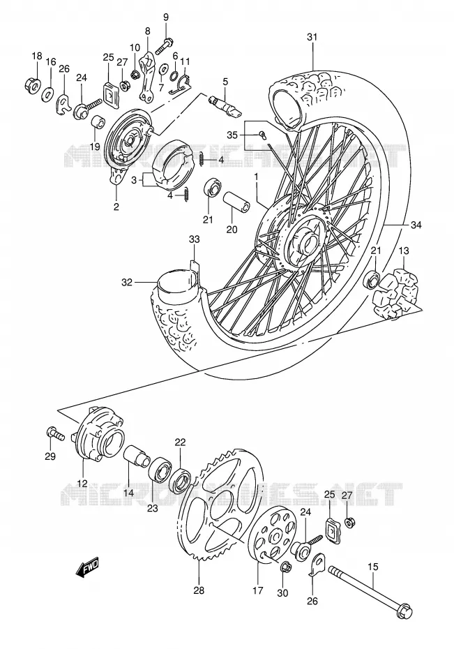 ACHTERWIEL Suzuki MOTO 50 TS-X 1984  TS50XKE(E1)