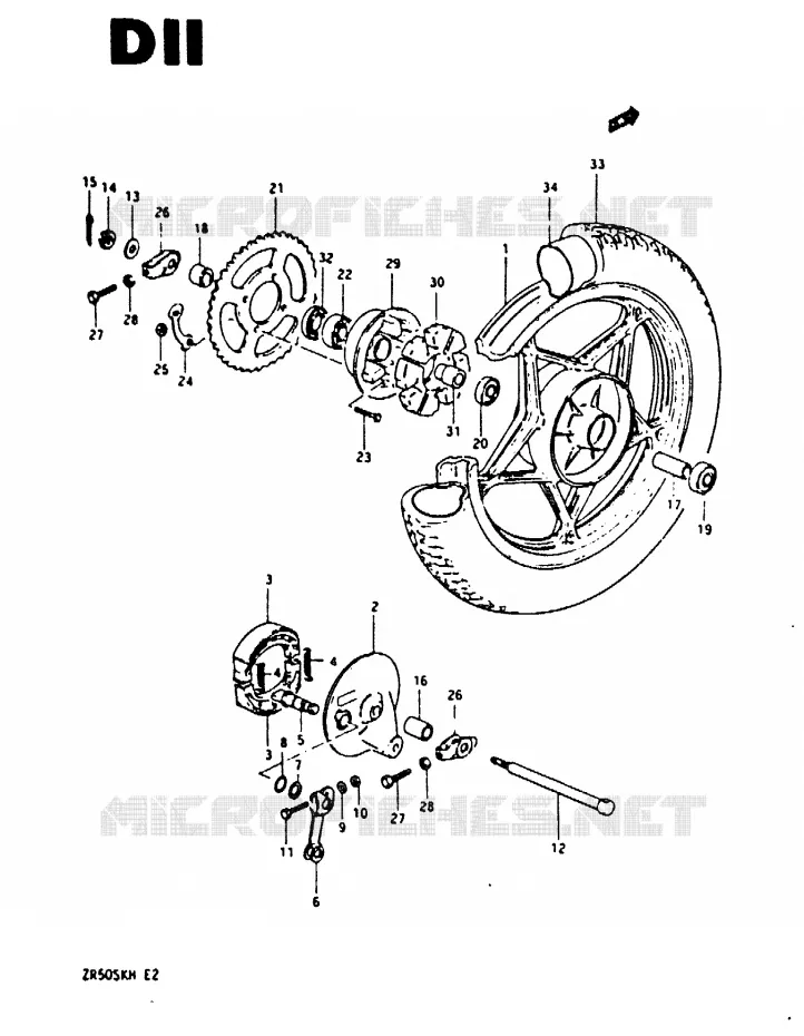 ACHTERWIEL Suzuki MOTO 50 ZR 1984  ZR50SKE(E/H)