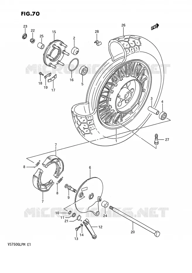 ACHTERWIEL (VS750GLEFH/GLEPH) Suzuki MOTO 750 INTRUDER 1985  VS750GLF(E1)