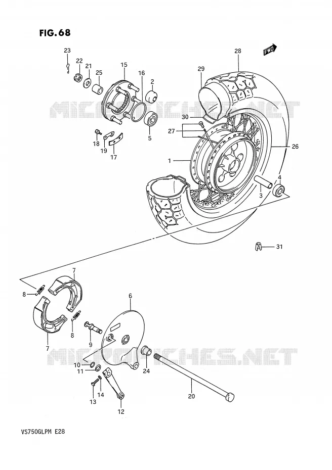 ACHTERWIEL (VS750GLF/GLFG/GLPG) Suzuki MOTO 750 INTRUDER 1987  VS750GLPH(E28)