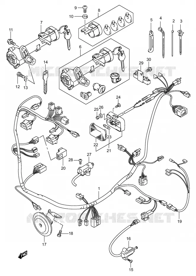 BEDRADING (MODELE K2/K3) Suzuki SCOOTER 150 BURGMAN 2003  UH150K3(P19)