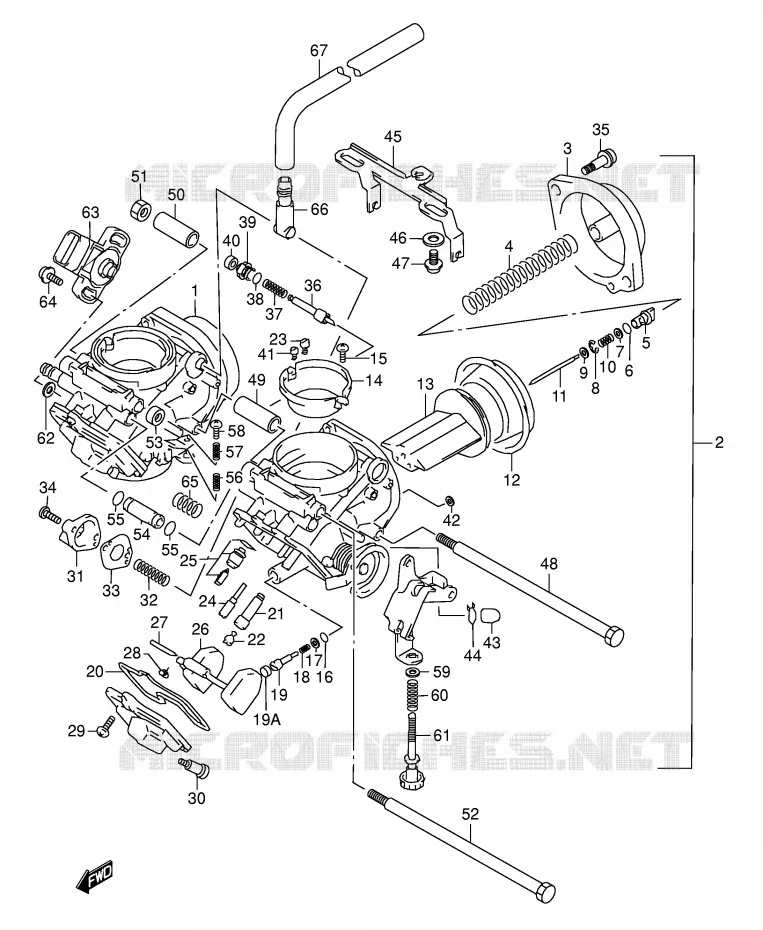 CARBURATOR (MODELE W/X/Y) Suzuki MOTO 1500 INTRUDER 2004  VL1500K4(E2)