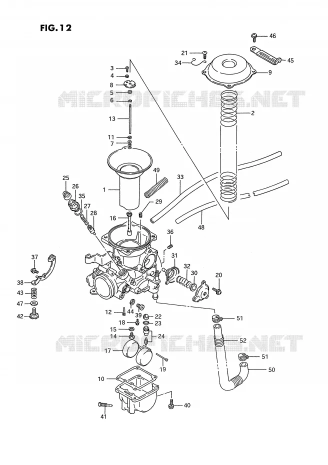CARBURATOR (REAR)(MODELE H/J/K/L/M/N/P/R) Suzuki MOTO 1400 INTRUDER 1988  VS1400GLFJ(E2)