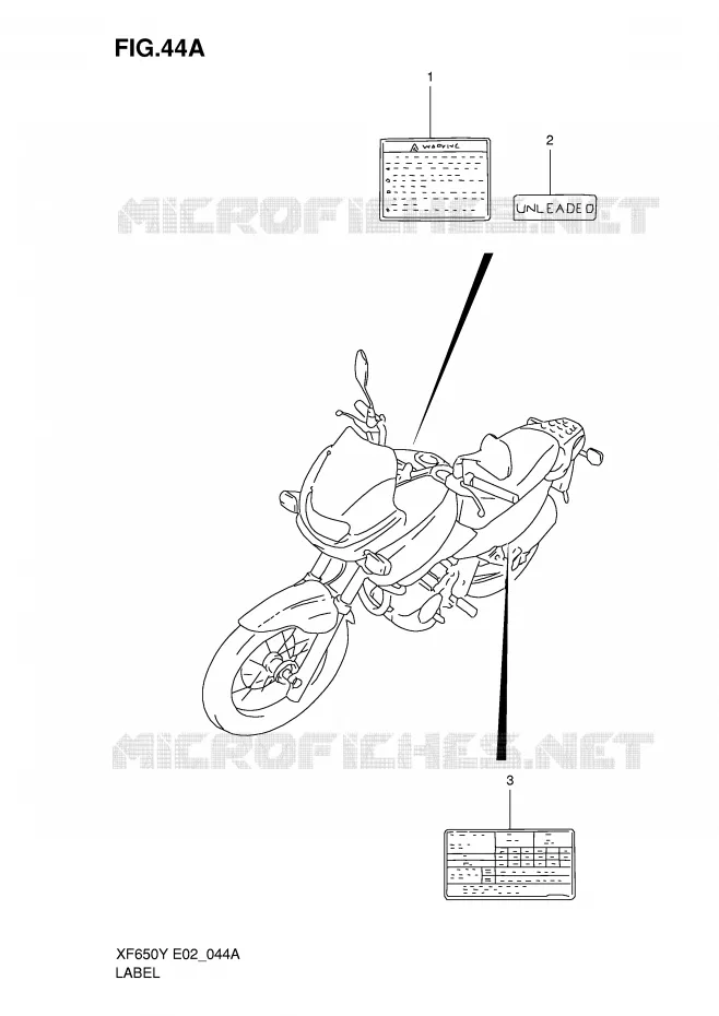 ETIKET (MODELE K1) Suzuki MOTO 650 FREEWIND 1998  XF650UW(E2)