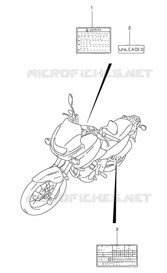 ETIKET (MODELE V/W/X/Y) Suzuki MOTO 650 FREEWIND 2001  XF650UK1(E2)