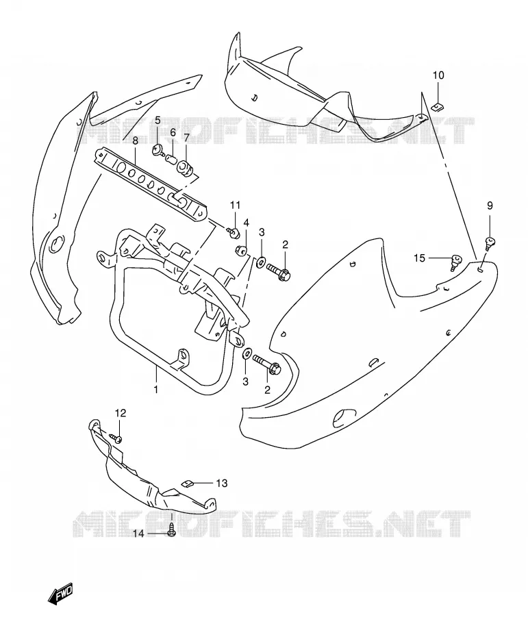 FAIRING INSTALLATIEDELEN (MODELE V/W/X) Suzuki MOTO 650 FREEWIND 2001  XF650UK1(E2)