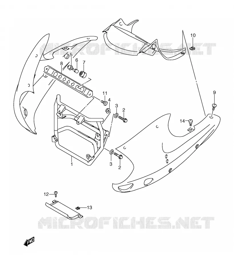 FAIRING INSTALLATIEDELEN (MODELE Y/K1) Suzuki MOTO 650 FREEWIND 1998  XF650UW(E2)