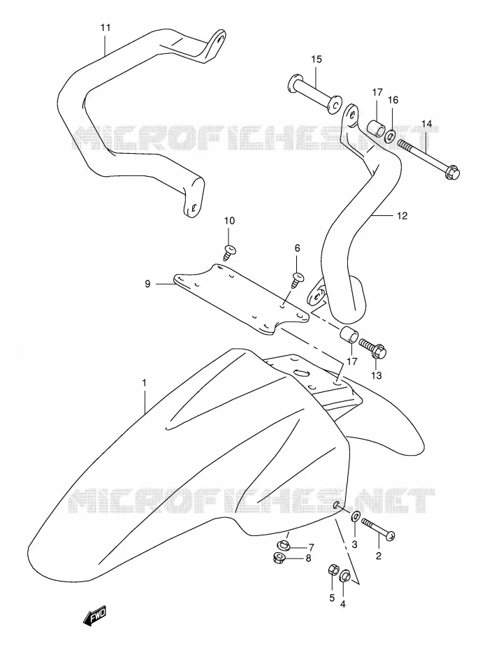 FRONT FENDER (MODELE W) Suzuki MOTO 650 FREEWIND 2001  XF650UK1(E2)