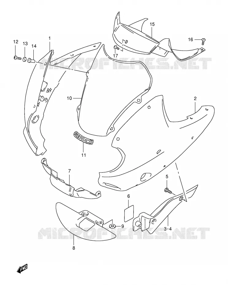 FRONT KUIP (MODELE V) Suzuki MOTO 650 FREEWIND 1998  XF650W(E2)