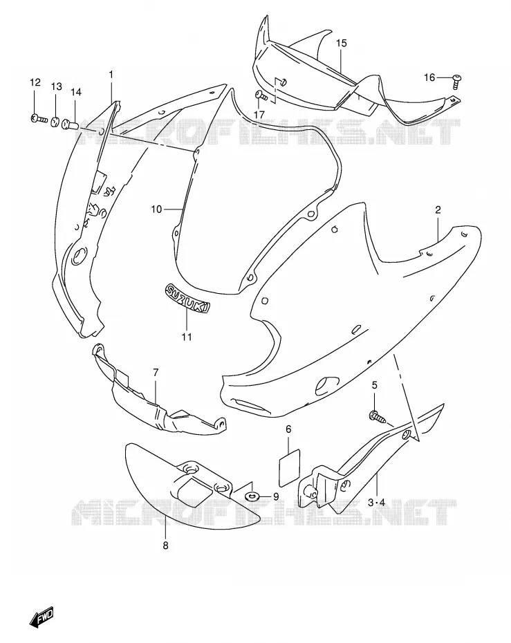 FRONT KUIP (MODELE W) Suzuki MOTO 650 FREEWIND 2000  XF650Y(E2)