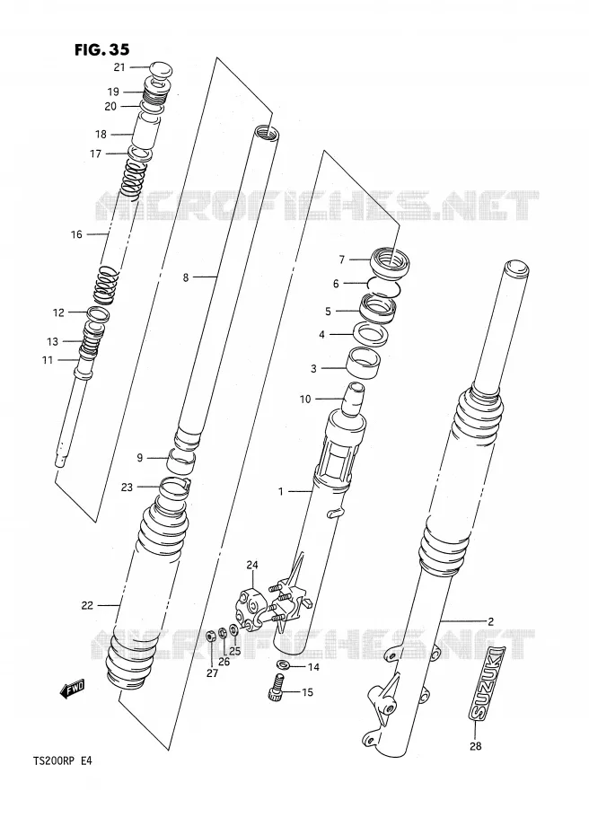 FRONT SCHOKDEMPER (E24) Suzuki MOTO 200 TS-R 1992  TS200RN(E4)