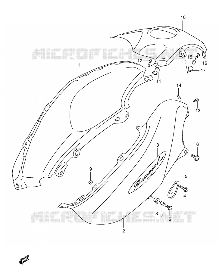 FUEL TANK - COVERS (MODELE W) Suzuki MOTO 650 FREEWIND 1997  XF650V(E2)