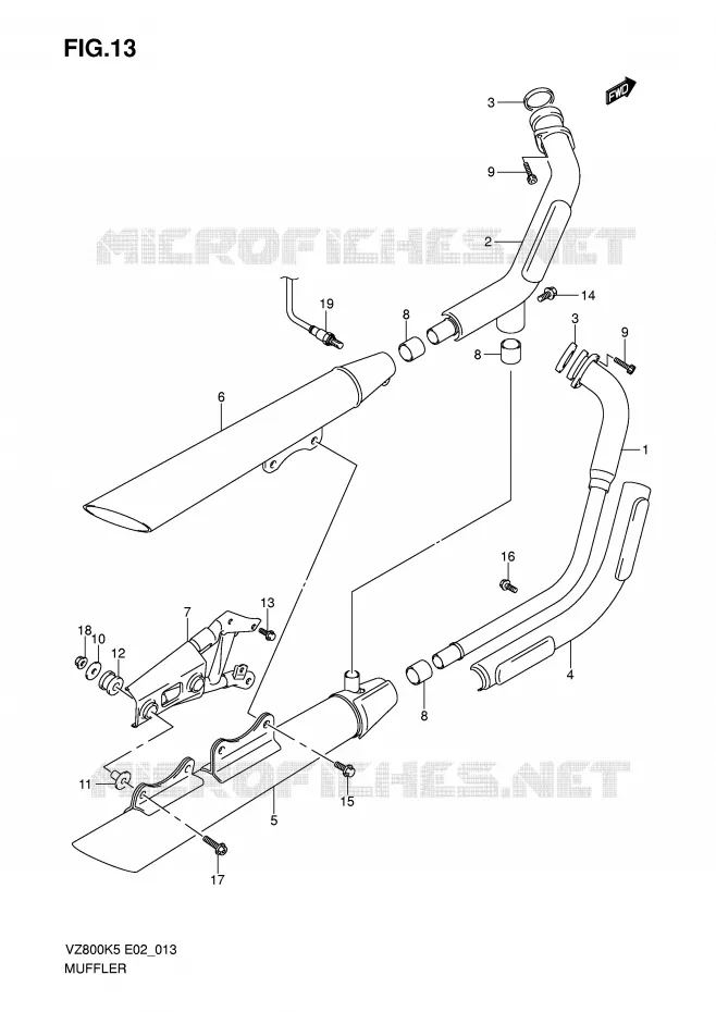 GELUIDDEMPER (MODEL K5/K6/K7/K8) Suzuki MOTO 800 MARAUDER 2005  VZ800UK5(E2)