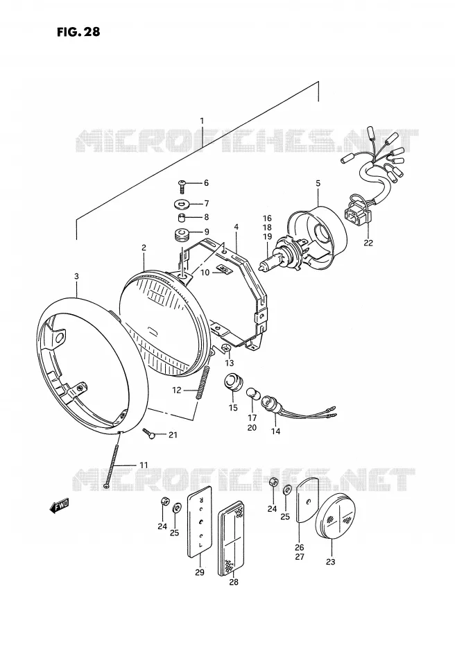 KOPLAMP (MODELE H/J/K/L/M/N/P/R) Suzuki MOTO 1400 INTRUDER 1987  VS1400GLFH(E2)