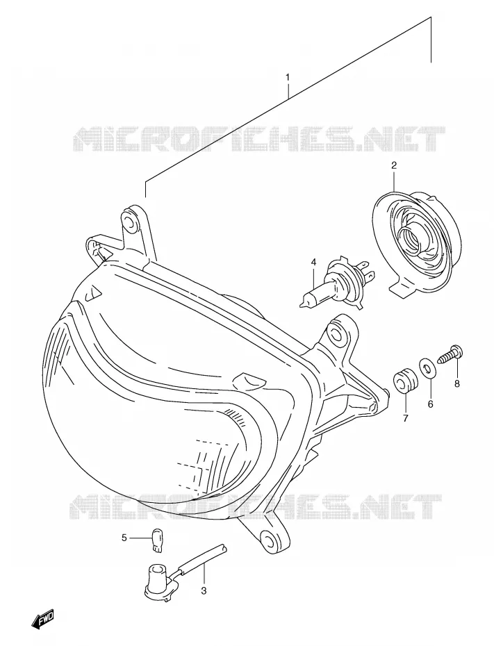 KOPLAMP (MODELE V/W/X E2,E24) Suzuki MOTO 650 FREEWIND 2000  XF650UY(E2)