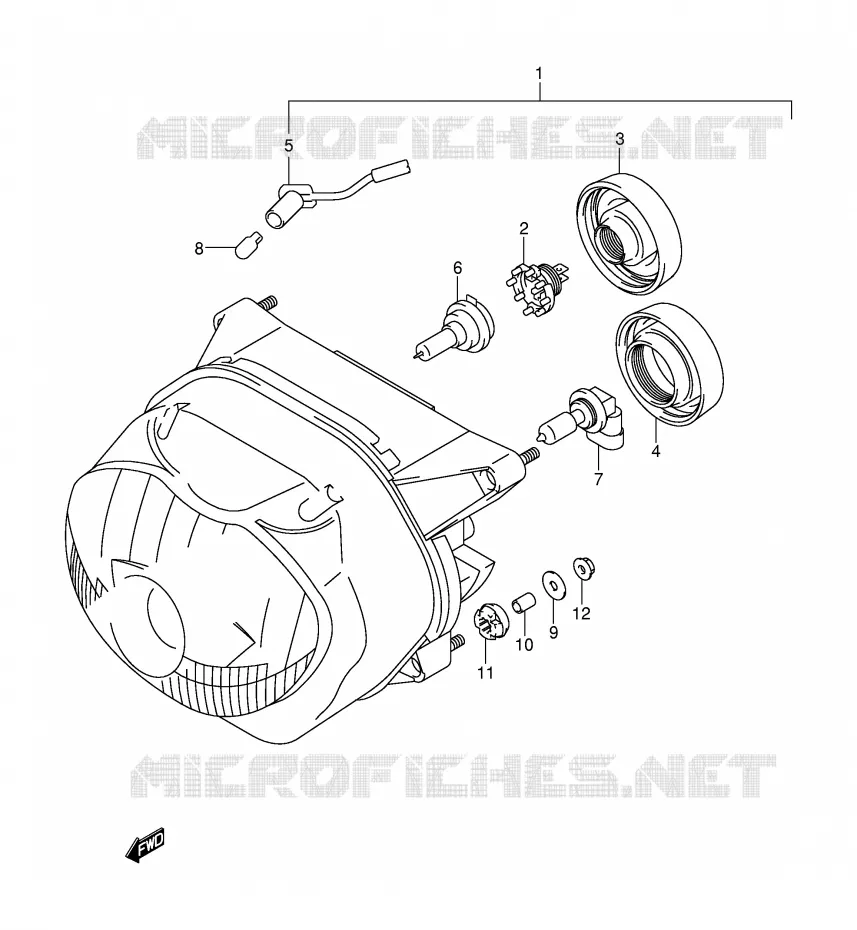 KOPLAMP (MODELE Y/K1 E2,E24) Suzuki MOTO 650 FREEWIND 2001  XF650UK1(E2)