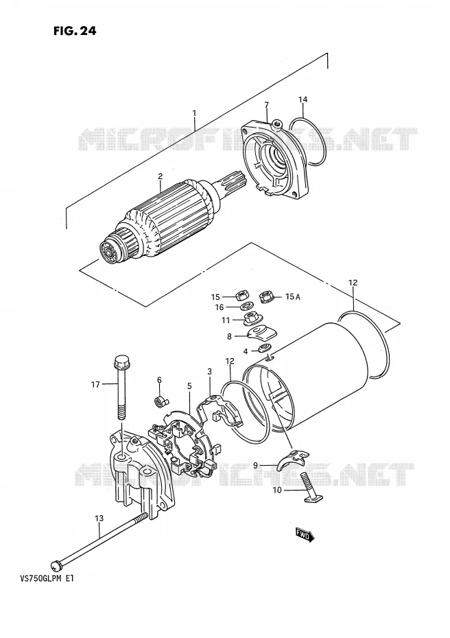 STARTMOTOR (MODELE F/G/H/J/K/L) Suzuki MOTO 750 INTRUDER 1991  VS750GLPM(E1)