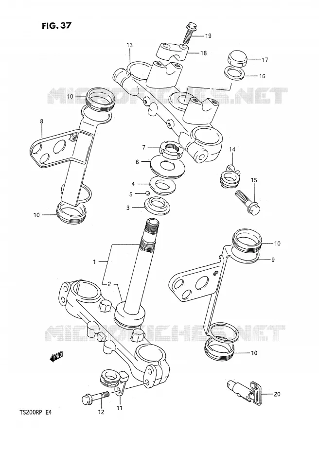 STUURKOLOM (E24) Suzuki MOTO 200 TS-R 1993  TS200RP(E4)