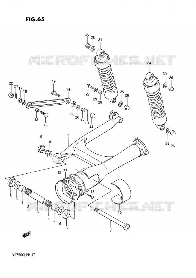SWINGARM (MODELE G) Suzuki MOTO 750 INTRUDER 1991  VS750GLPM(E1)