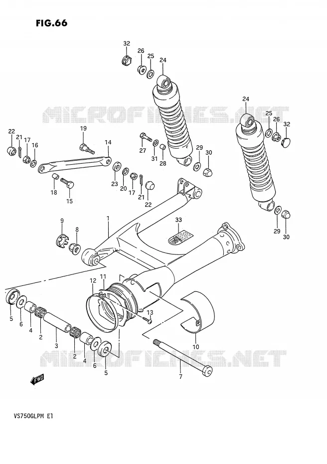SWINGARM (MODELE H/J/K/L/M) Suzuki MOTO 750 INTRUDER 1991  VS750GLPM(E1)