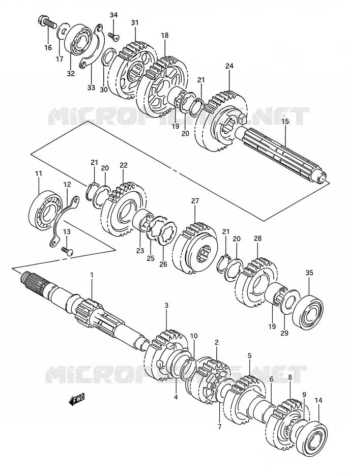 TRANSMISSION (MODELE R/S) Suzuki MOTO 1400 INTRUDER 1991  VS1400GLFM(E28)