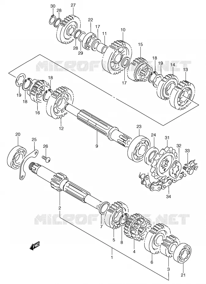 TRANSMISSION Suzuki MOTO 125 TS-R 1993  TS125RP(E2)