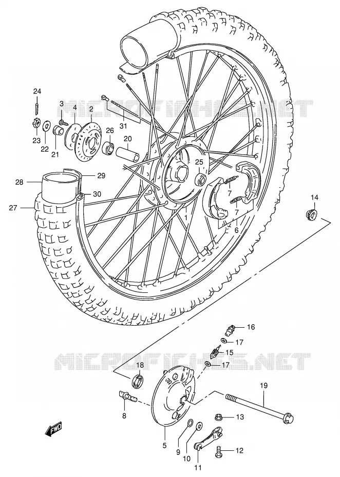 VOORWIEL (E1,P36) Suzuki MOTO 125 TS-ER 1998  TS125ERCW(E1)
