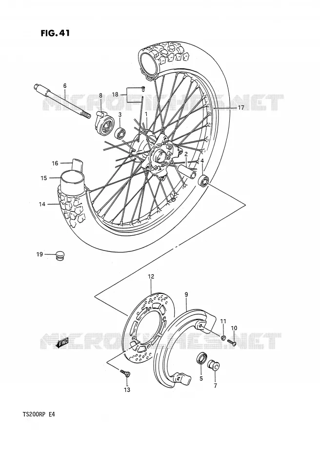VOORWIEL (E24) Suzuki MOTO 200 TS-R 1992  TS200RN(E4)