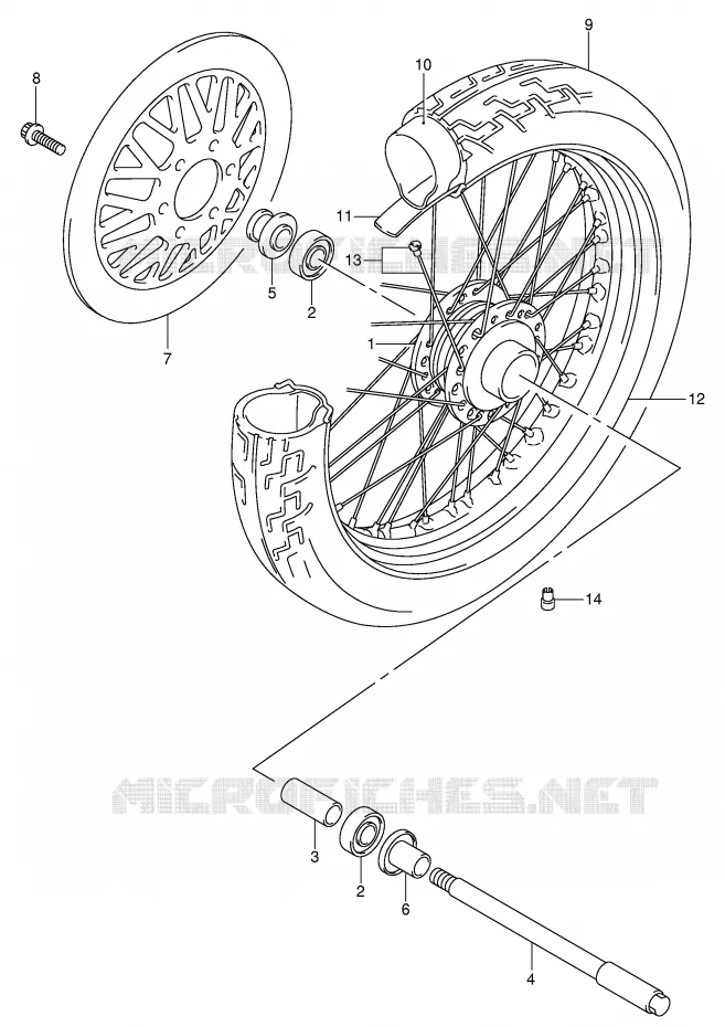 VOORWIEL (MODELE Y/K1) Suzuki MOTO 125 INTRUDER 2000  VL125UY(E22)