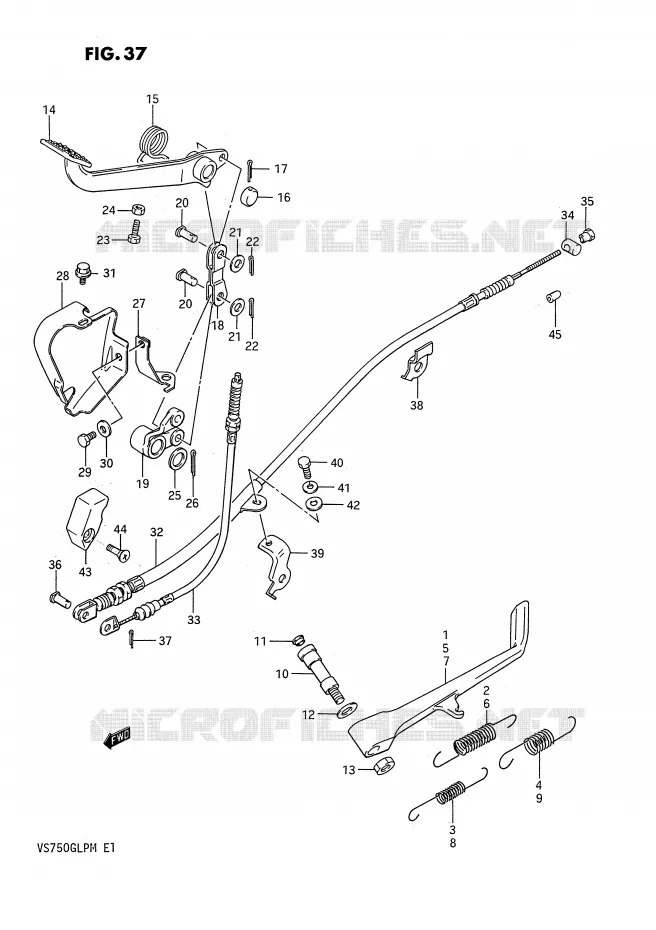 ZIJ STAND - ACHTER REMPEDAAL (MODELE G/H/J/K/L/M) Suzuki MOTO 750 INTRUDER 1991  VS750GLPM(E1)