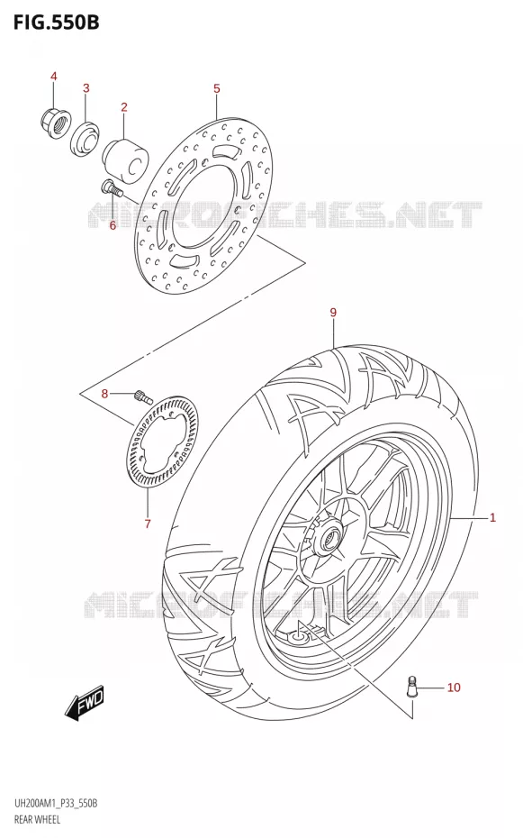 ACHTERWIEL Suzuki SCOOTER 200 BURGMAN 2021  UH200A M1 (E28,E33)