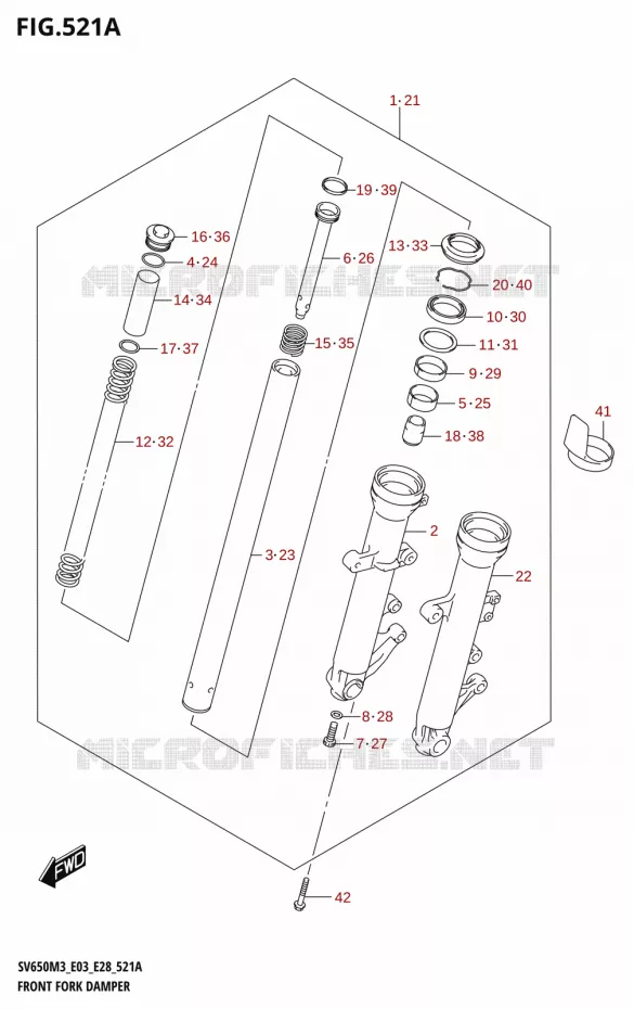 VOORVORK (SV650,SV650A) Suzuki MOTO 650 SV 2023  SV650A 2023 M3 (E28)