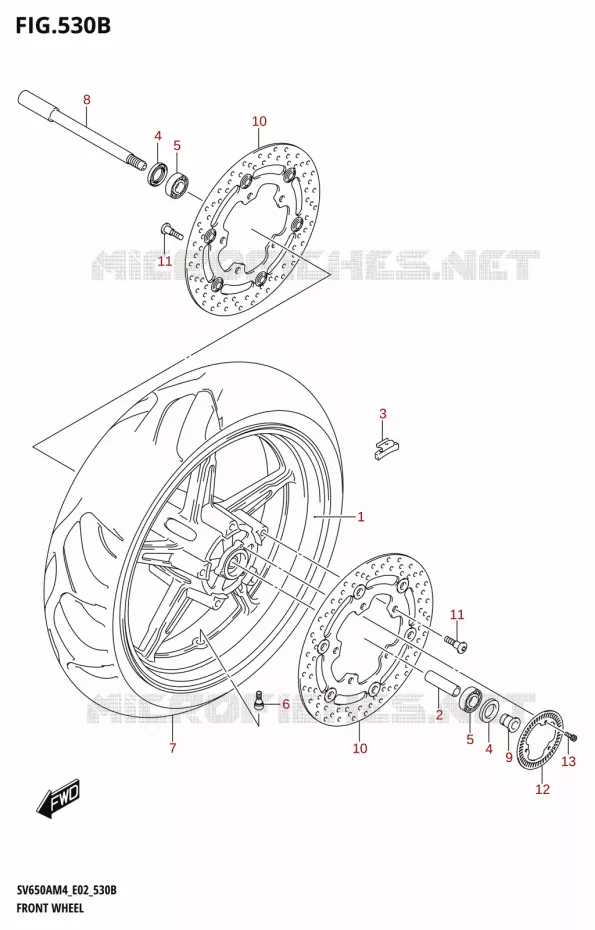 VOORWIEL (SV650A:M4:E19) Suzuki MOTO 650 SV 2024  SV650AM4 E19 2024 M4 (E19)