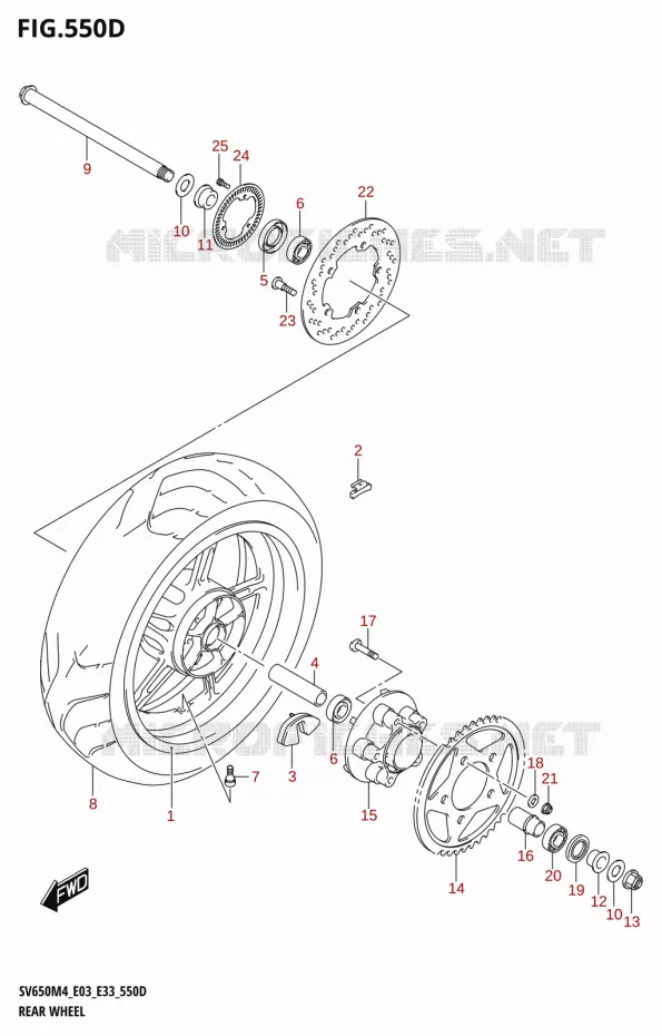 ACHTERWIEL (SV650A:M4:E33) Suzuki MOTO 650 SV 2024  SV650AM4 E28 2024 M4 (E28)